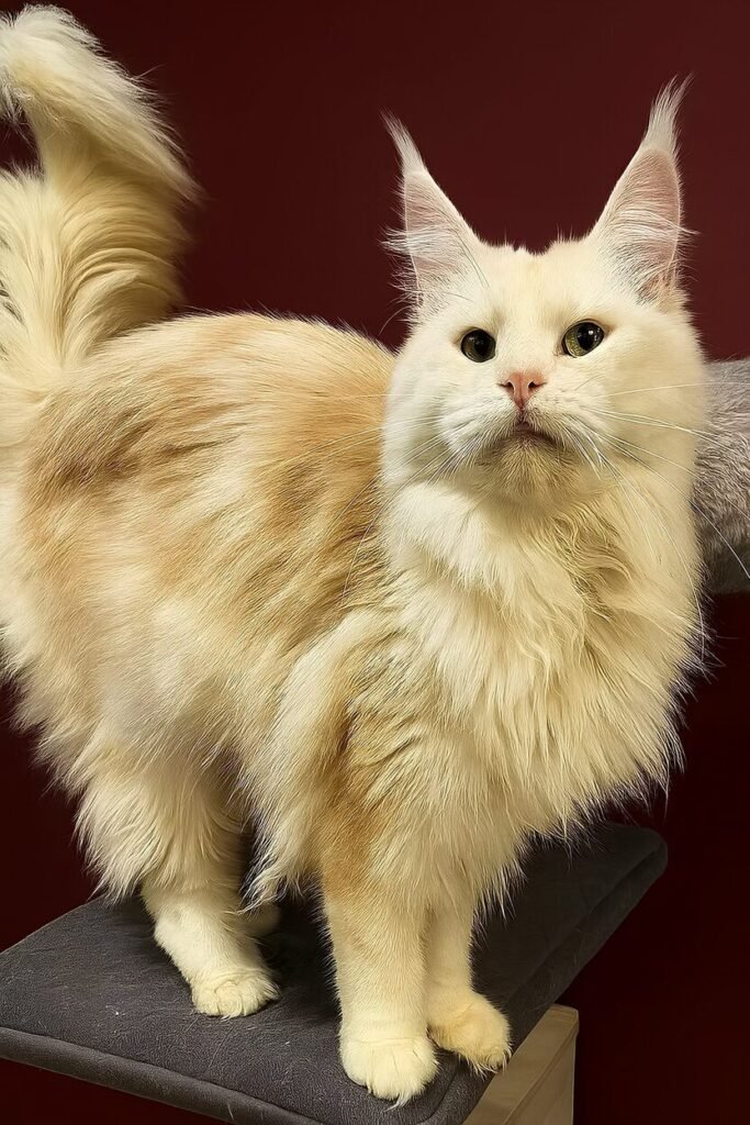 Stella - Red silver Maine Coon female with soft fluffy fur and elegant look