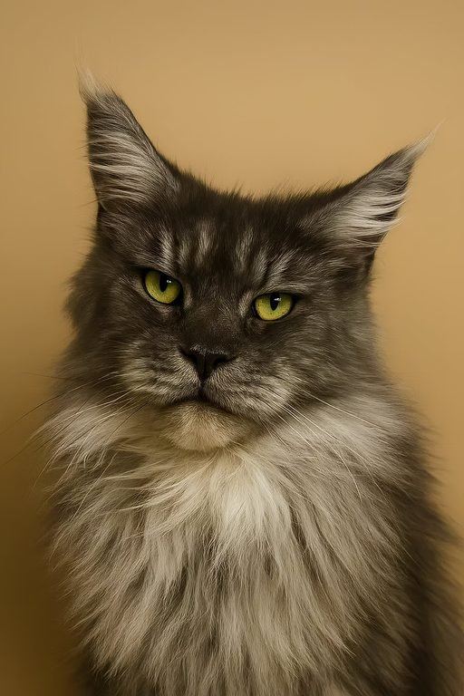 Leah - Black smoke Maine Coon Female with orange background