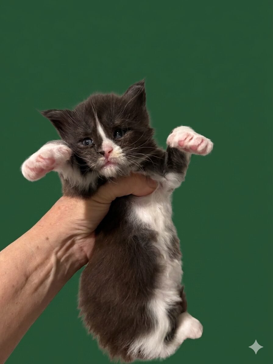 Maine Coon female in a green background