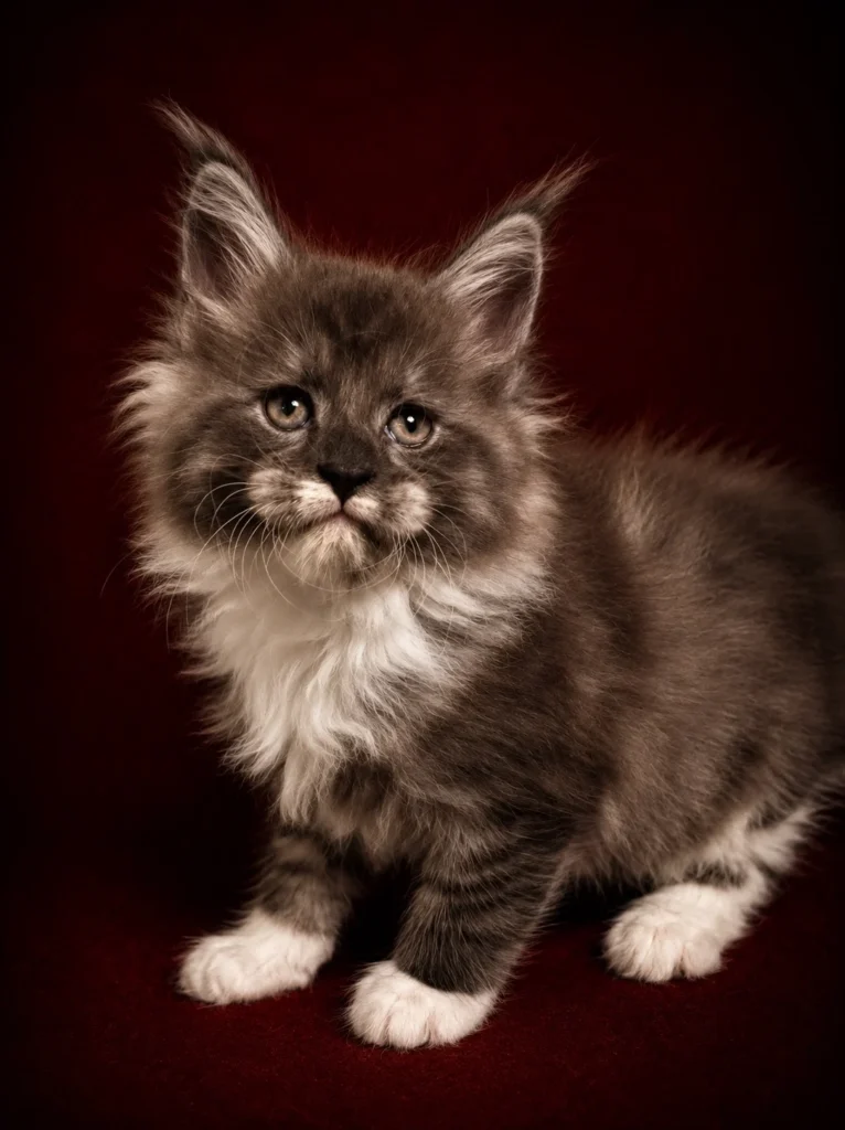 Black and White Maine Coon female with beautiful face