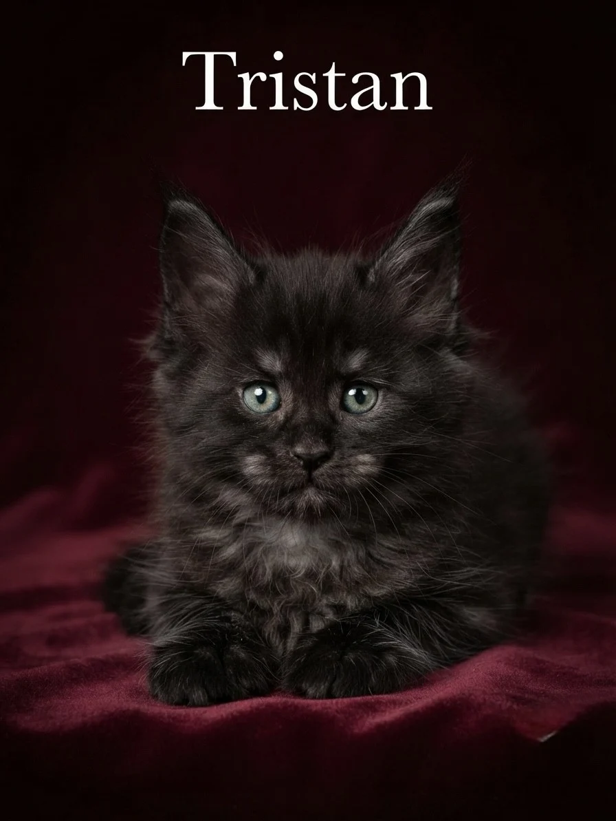 Black smoke Maine Coon male with beautiful face